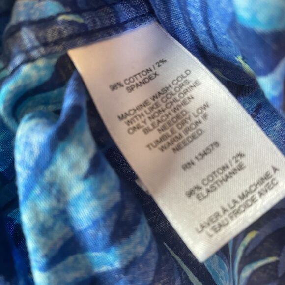 Vineyard Vines  Shirt Men 2XL Blue Floral Leaves Tropical Hawaiian Short Sleeve - Picture 11 of 11